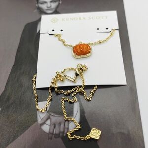 Kendra Scott Gold Necklace with Orange Pendant